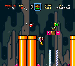 Mario is experiencing the joy of vertical action.